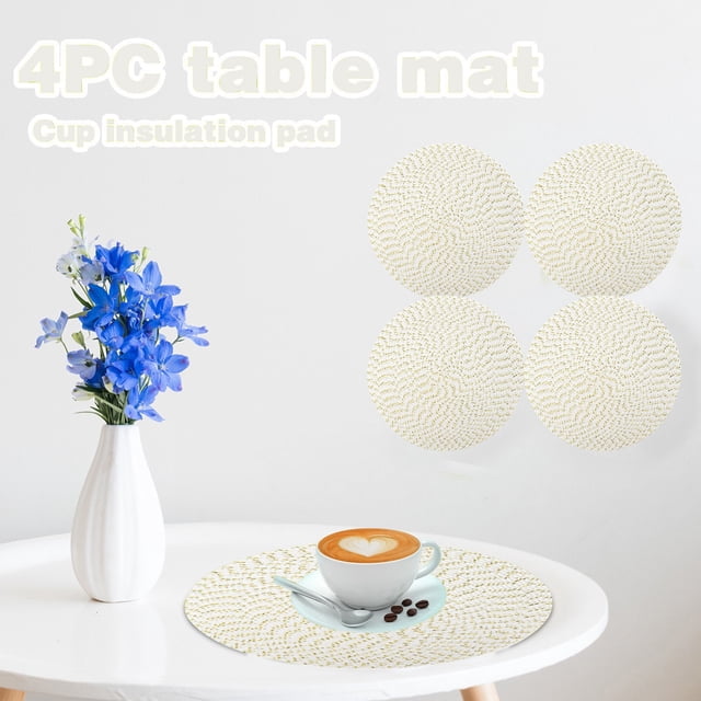 38cm Tableware Placemat Non-Slip Insulated Mat Round Woven Placemat 4PCS