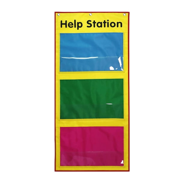 Bolsa de almacenamiento para colgar en la pared, resistente al agua, con 3 bolsillos, para guardar tarjetas de ayuda para el aprendizaje en edad