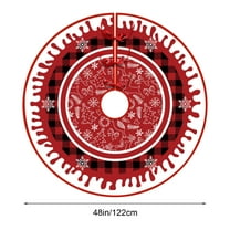 48 Inch Christmas Tree Skirt - Glitter Sequin Holiday Tree Collar with Non-Slip Backing, Reversible Plaid Design for 4-9ft Artificial/Real Trees