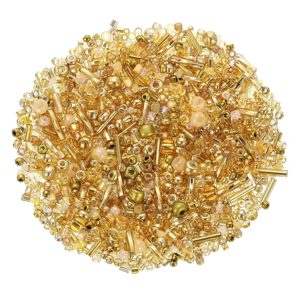 1000 Pack Mixed Glass Seed Beads 1-4mm Mini Loose Glass Seed Spacer Bead, Gold