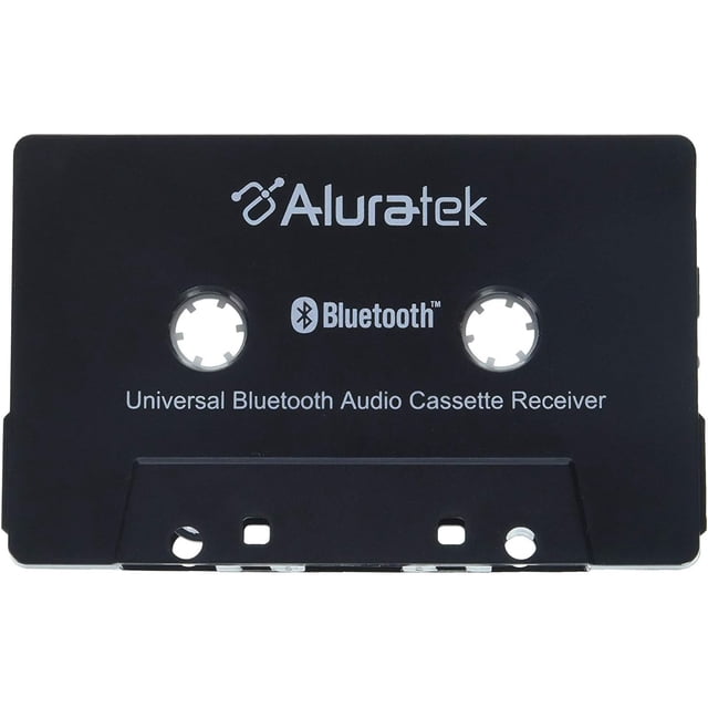 Aluratek Universal Bluetooth Audio Cassette Receiver with Built-in Battery for Car, Boombox, Stereo, RV (ABCT01F), Black