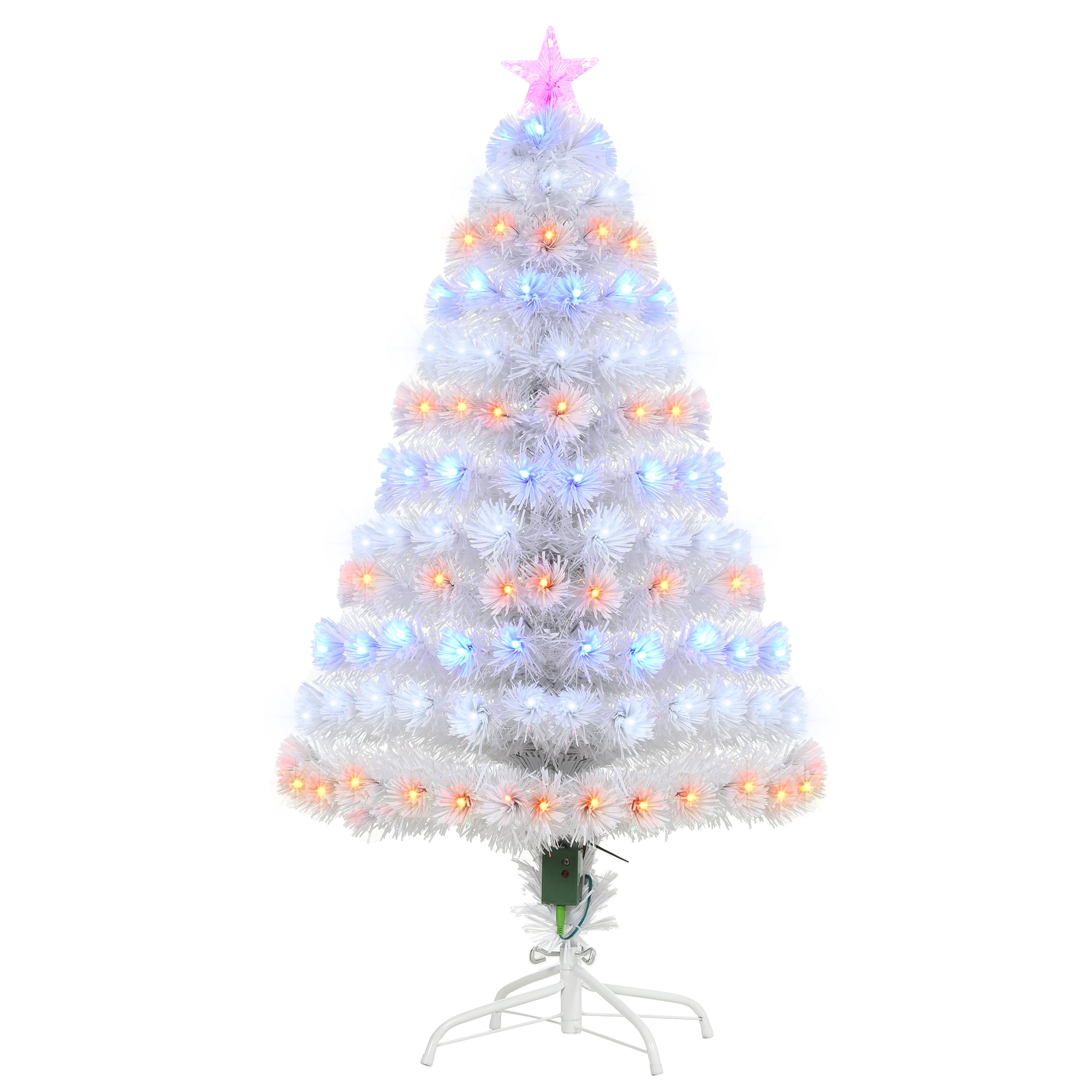 HOMCM 4FT Tall Artificial Tree MultiColored Fiber Optic LED PreLit