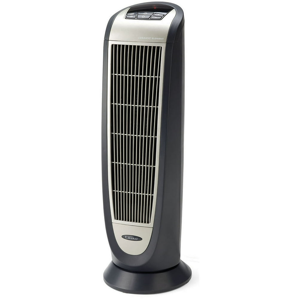Lasko 5160 23" Digital Ceramic Tower Heater with Remote Control, Silver/Dark Gray