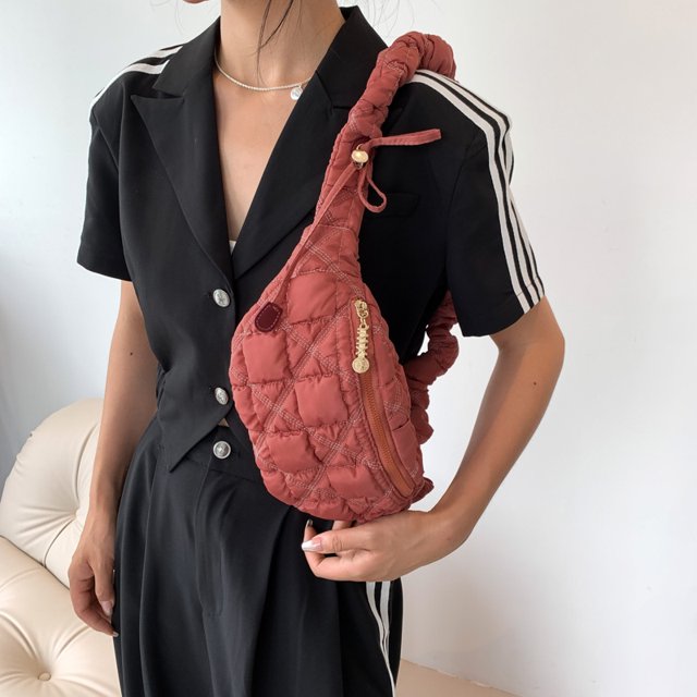 Bolso de mano con diseño de nube para mujer, bolsos para axilas con cremallera a la moda, bolso de hombro sólido (rojo)