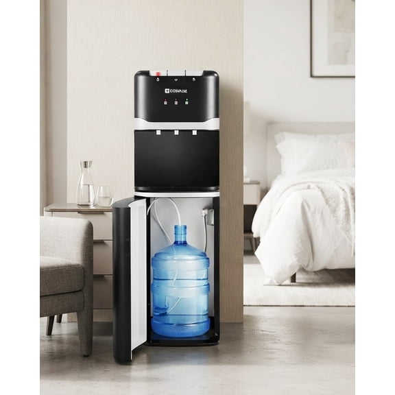 COSVALVE 5 Gallon Bottom Loading Hot Cold Water Dispenser, Black
