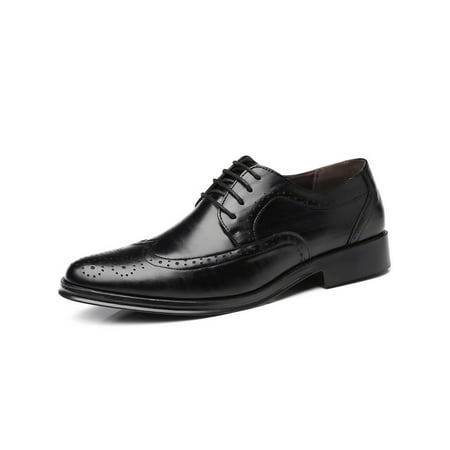 

SIMANLAN Men Brogues Business Dress Shoes Wingtips Oxfords Mens Lace Up Leather Shoe Formal Black 10.5