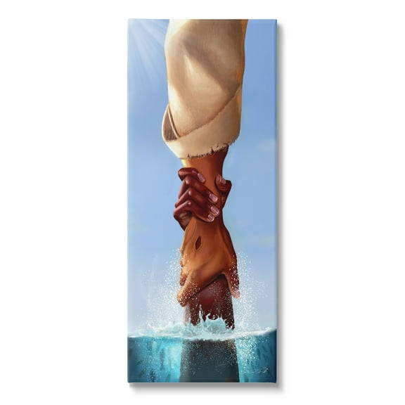 Stupell Jesus Holding On Spiritual Hands Religious Painting Gallery Wrapped Canvas Print Wall Art