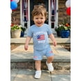 thumbnail image 4 of BemeyourBBs Toddler Baby Boy 4th of July Outfits Patriot Independent Day Summer Clothes Little Baby Boys American Boy Letter American Flag Embroidery Short Sleeve T Shirt Tops and Shorts Set, 4 of 9