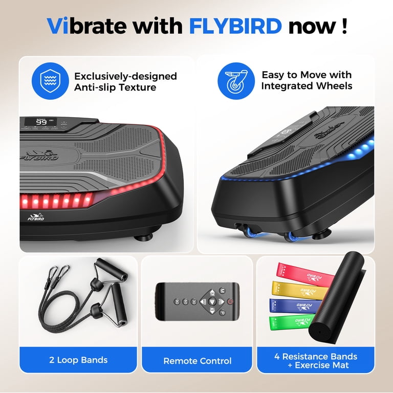 FLYBIRD 4D Vibration Plate: Triple Motors, 500lb Capacity - For Whole Body  Vibration, Workout & Muscle Activation - Walmart.com