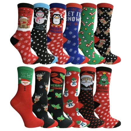 Yacht & Smith Christmas Socks, Novelty Holiday Socks, Fun Colorful Festive, Crew, Slipper Socks