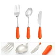 thumbnail image 3 of CIMAXIC 1 Set/3PCS Kids Fork Spoon Cutter Kit Lovely Handle Tableware Spoon Set (Orange),5.91"X1.38"X0.79", 3 of 5