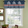 thumbnail image 3 of 2 Pack Valances for Window, Navy Blue Coastal Short Curtains for Kitchen Bedroom Living Room, Nautical Ocean Sea Abstract Art Rod Pocket Small Window Treatment Valance Drapes 42 x 18 Inch, 3 of 8