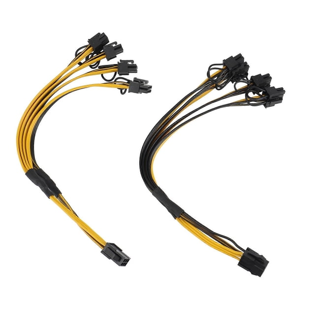 Cable divisor de alimentación shaofei para tarjeta gráfica GPU 2 unidades PCI-E 6 pines a 4 PCIE 6+2 pines negro y amarillo