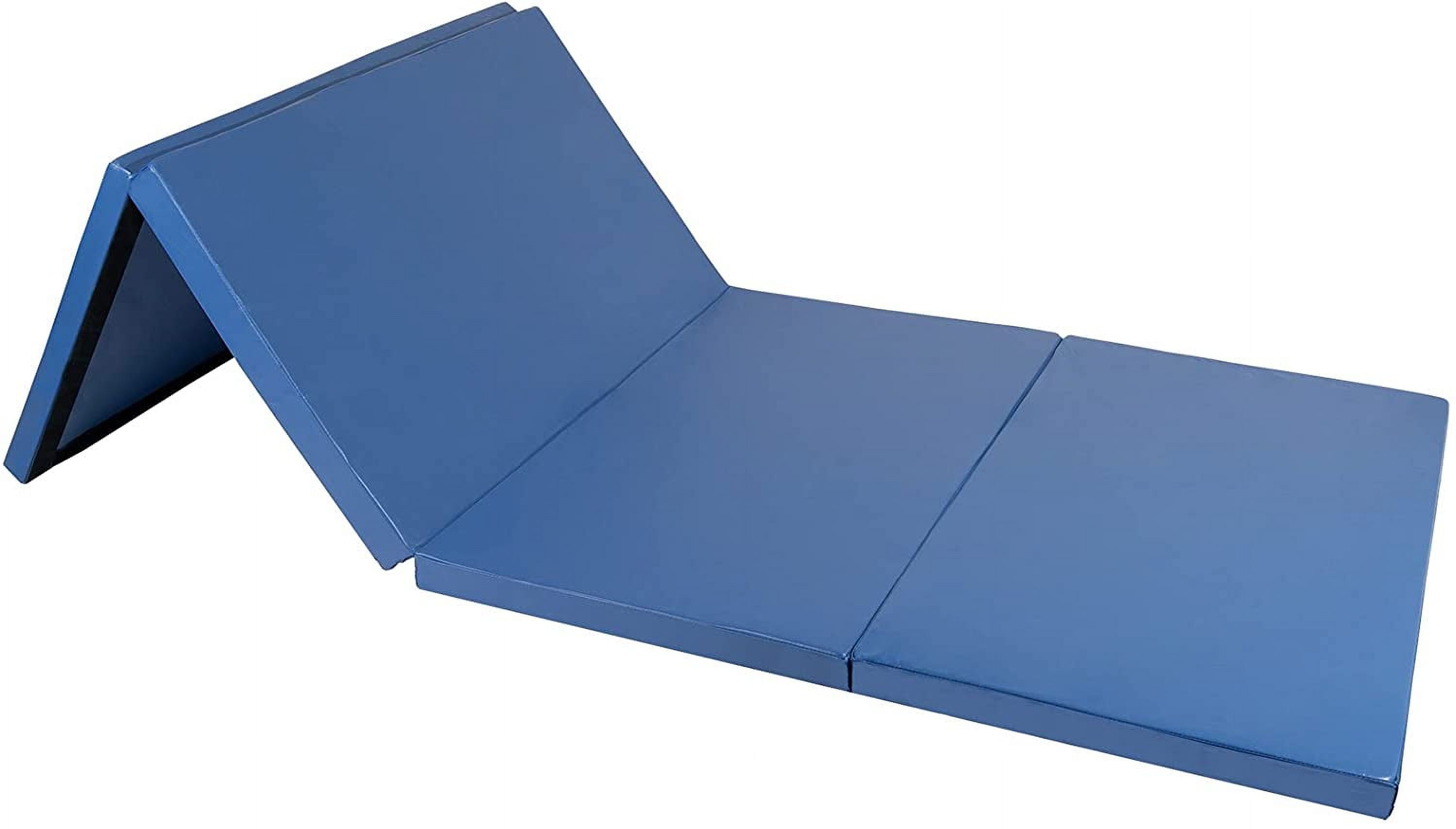 Polar Aurora 4'x10'x2'' Thick Folding Gymnastics Exercise Mat Aerobics Stretching Yoga Mats For Tumbling With Carrying HandlesFor Home Use/Gym/Yoga/Training (Blue)