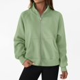 thumbnail image 1 of CHCNHAC Vestes à Capuche Zippées pour Femmes Décontractées Douces Confortables en Polaire Poches Doubles Grande Taille Col Rond Chandails en Molleton Automne 2025 Y2k Vert Armée 2TG, 1 of 6