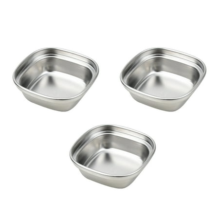 

3pcs Creative Hot Pot Dipping Bowl Stainless Steel Sauce Dish Seasoning Dish Saucer Appetizer Plates for Home Restaurant (1 Grid)