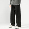 thumbnail image 4 of YYDGH Men's Casual Wide Leg Sweatpants Elastic Waist Drawstring Loose Fit Pants Breathable Straight Leg Trousers with Pockets, 4 of 8
