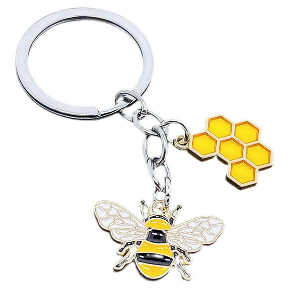 Bee Key Chain Metal Key Ring for Decor Made of Zinc Alloy Multi Color Small Size