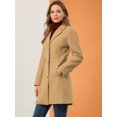 thumbnail image 4 of Abrigos largos de invierno con solapa con muesca y un solo pecho para mujer Caqui S, 4 of 6