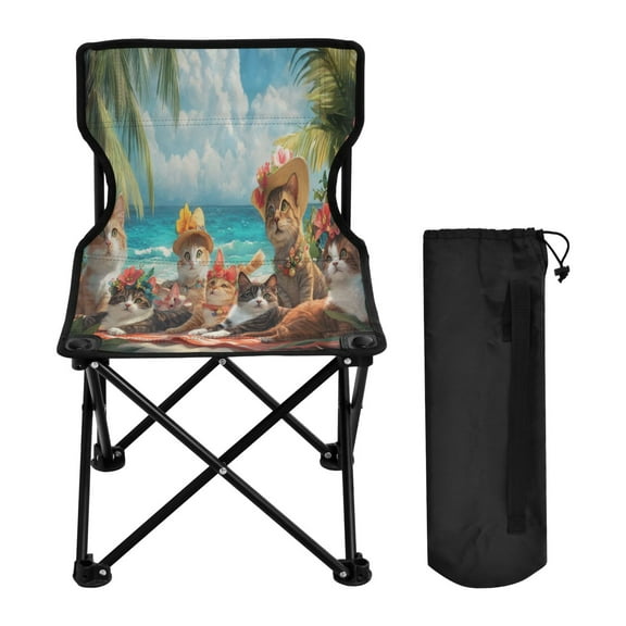 YAZAOO Camping Chairs Modern Cats Beach Flowers Pattern Folding chair