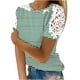 thumbnail image 1 of Camisas de Manga Corta para las Mujeres Impresión Cuello Redondo Suéter Encaje Camisa, Blusa de Verano Casual para las Mujeres, 1 of 5