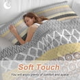 thumbnail image 4 of 3 Piece Boho Duvet Cover Set Queen Size,Microfiber Comforter/Quilt Cover with Corner Ties and 2 Pillowcases,Colorful Striped Modern Geometric Abstract Art Ethnic Soft Bedding with Zipper Closure, 4 of 8