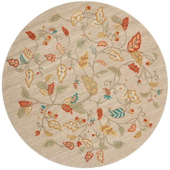 SAFAVIEH Martha Stewart Autumn Woods Floral Area Rug, Persimmon Red, 6' x 6' Round