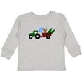 thumbnail image 3 of Inktastic Plaid Christmas Tractor with Cute Reindeer Boys or Girls Long Sleeve Toddler T-Shirt, 3 of 5