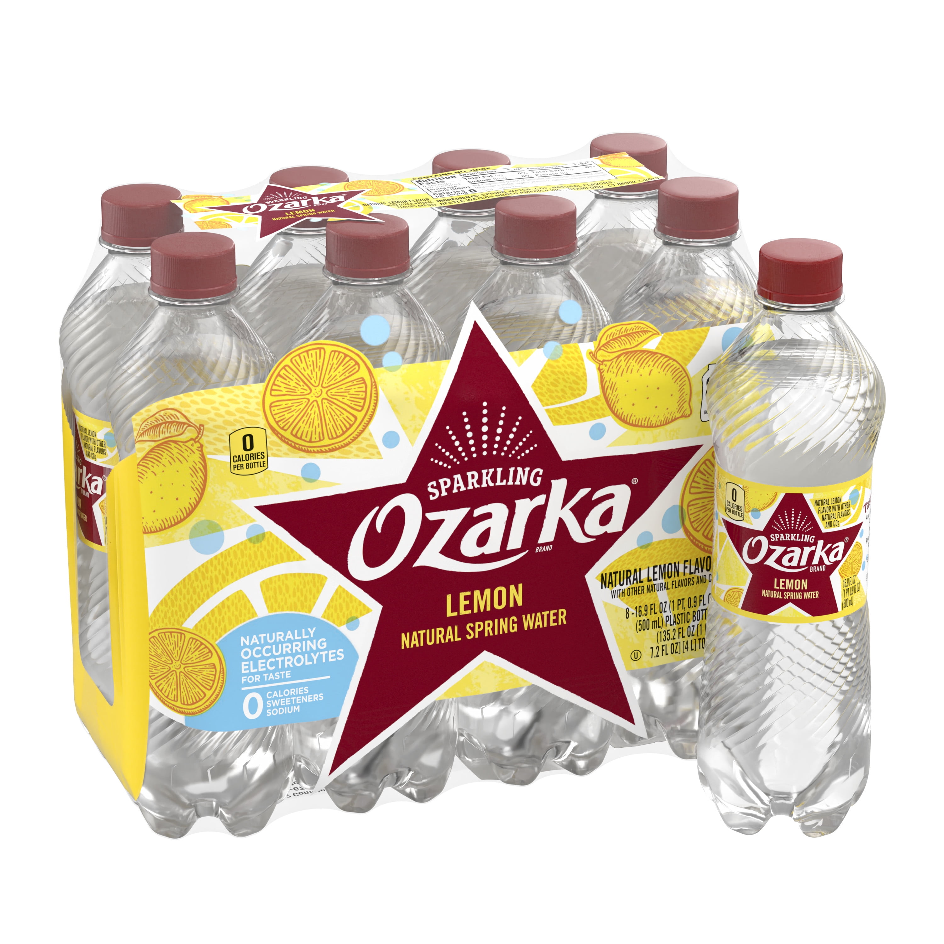 Ozarka Sparkling Water, Lively Lemon, 16.9 oz. Bottles (8 Count