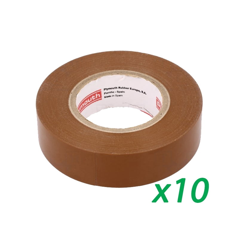 Plymouth Rubber 3903 Brown 7 Mil Vinyl Electrical Tape 3/4" x 60' 10 Rolls 