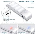 thumbnail image 5 of Lámpara de armario con sensor de movimiento automático de 2 piezas, luz nocturna portátil, LED recargable por USB con pegatinas magnéticas, cálida para armario, pasillo y escalera., 5 of 5