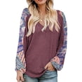 thumbnail image 2 of Blusa con Estampado de Empalme Bohemio con Cuello en V para Mujer Blusa Informal de Manga Larga con Corte Holgado Y Abertura Lateral ANGGREK  Otros, 2 of 6