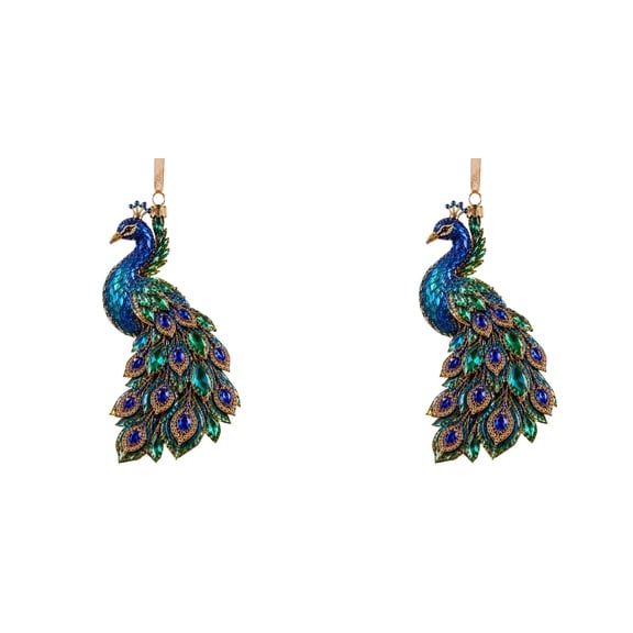 Clearance Under $1 Animal Shaped Hanging Ornament Crystal Style Peacock Art Pendant for Christmas Tree Home Holiday Decoration