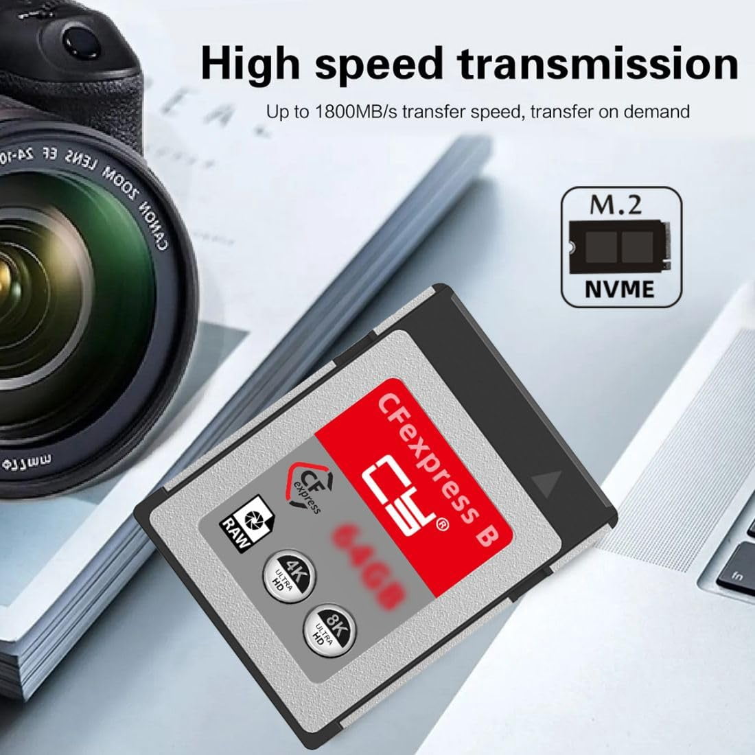 JSER CFexpress Type-B 128GB Memory Card CFE CFB Adapter Compatible with XS Camera 8K RAW PCIe Expansion