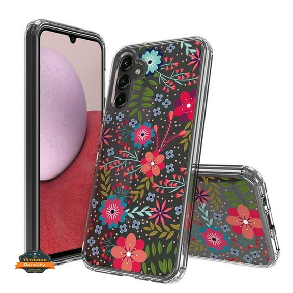 For Samsung Galaxy S23 FE /Fan Edition Floral Patterns Design TPU Silicone Shock Absorption Bumper Hard Back Phone Case Cover by Xpression - Red Blooms Blossom