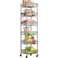 thumbnail image 1 of 6-Tier Wire Shelving Unit with Baskets Adjustable Storage Shelf Rack, Heavy Duty Standing Metal Organizer Shelves with Wheels for Kitchen Living Room Bathroom Pantry Closet Laundry (Silver), 1 of 8