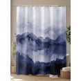 thumbnail image 4 of Fsddascl Navy Blue Ombre Mountain Shower Curtain Set - Extra Long 72" x 96" Bathtub Curtain with 12 Hooks, Nature Abstract Art Marble Waterproof Fabric Stall Shower Curtains for Bathroom/Bathtub, 4 of 6