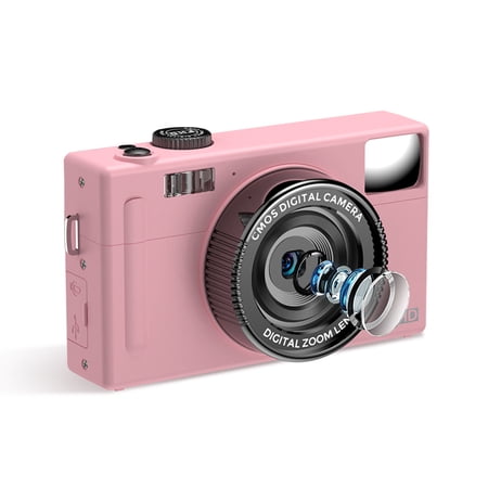 Andoer 1080P Compact Digital Video 48MP 3.0 Inch TFT LCD Screen Auto Focus 16X Digital Zoom -shake Face Detect Smile Capture Beauty Face Built-in Flash Battery Selfie Mirror Christmas Gift