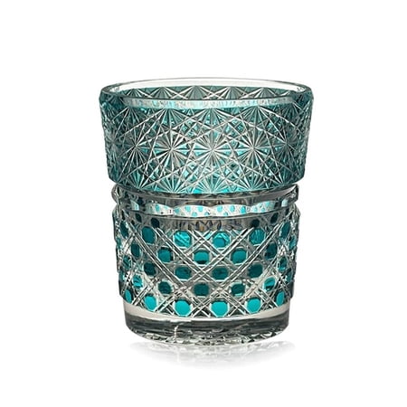 Hand-Cut Edo Kiriko Crystal Whisky Glass, Japanese Hand-Blown Lead-Free Old Fashioned Rocks Glass, Diamond Cut 8.8oz for Home Bar Luxury Gift