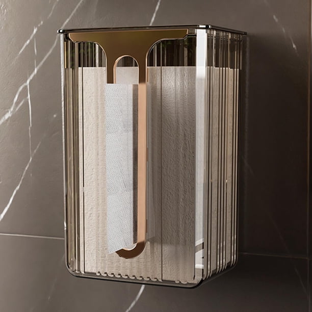 Estuche porta pañuelos Rectángulo transparente con tapa Práctico contenedor de pañuelos faciales para el dormitorio del hotel Baño del dormitorio del Marrón Macarena Estuche porta pañuelos