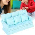 thumbnail image 5 of M Buder 1:12 Doll House Mini Sofa with 3pcs Pillow Living Room Furniture Wooden Decoration Accessories, Blue (5.9 inches / 15 cm), 5 of 9