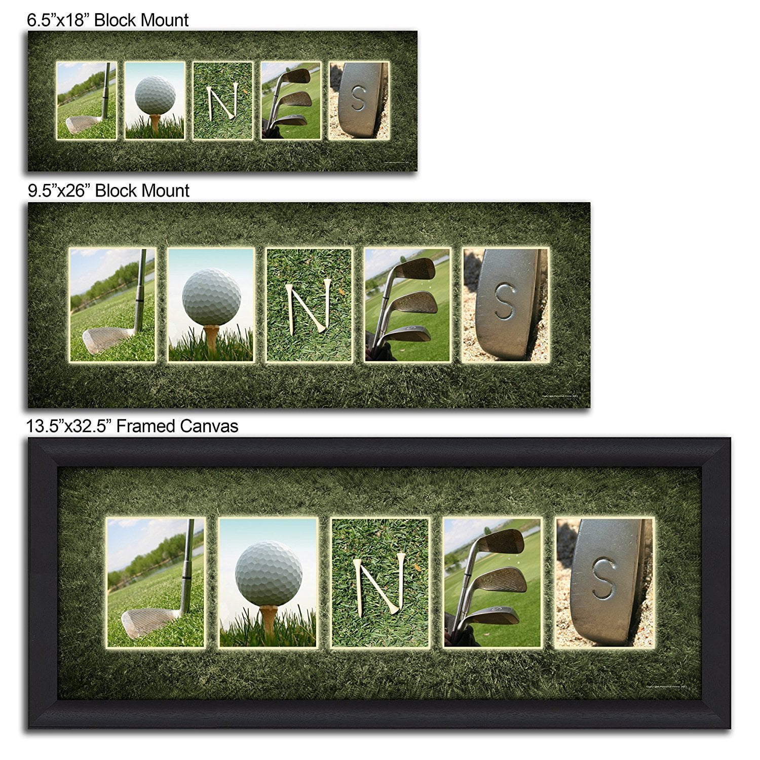 Personalized Golf Framed Canvas Wall Art, Live Preview, Choose Each Photo, Multiple Options