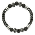 thumbnail image 2 of Auriga Mother's Day Gift Stainless Steel Antiqued Black IP-plated Chain 8mm Lava Stone Beaded Stretch Bracelet for Women, 2 of 5