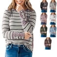 thumbnail image 2 of Blusa de mujer Manga larga Cuello redondo Jersey Gemelos Rayas de leopardo Patchwork Mujer Top Gris XL, 2 of 6