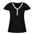 thumbnail image 7 of pstuiky Summer Tops for Women 2024, Fashion Women's Summer V-Neck Button Short Sleeve Solid Casual Pullove Blouses Tops Casual Tops for Women 0 Tshirts, 7 of 7