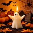 thumbnail image 2 of Halloween Ghost Candles, Halloween Decorations Indoor, Cute Spooky Fall Decor Burning White Scented Wax Candles Gifts for Boo Basket Stuffers , Room Mantel Table Decor, 2 of 7