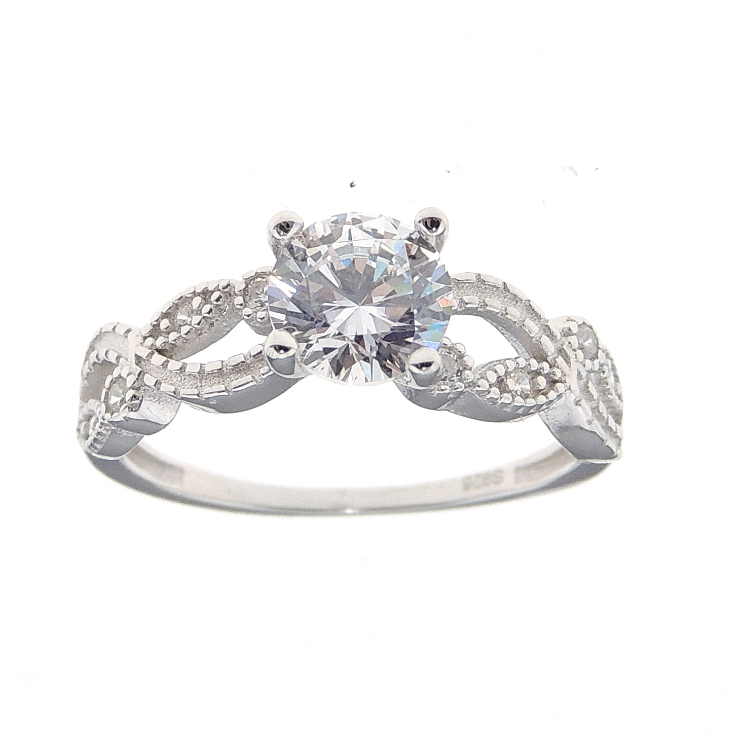 Engagement Ring Sterling Silver Cz Versia Filigree Womens Ginger Lyne Collection