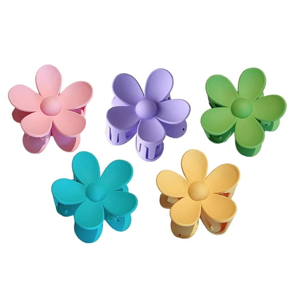 FNNMNNR 5Pcs Hair Claw Clips Acrylic Hair Clips Flower Shaped Jaw Clips Non-slip Tortoise Hair Clamps Barrette Hair Accessories for Women Girls Headwear for Women Girls Gift (5 Colors)