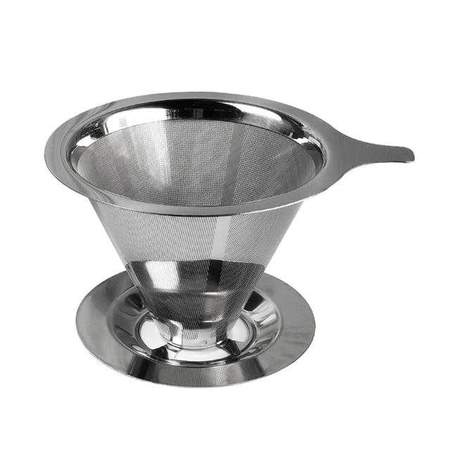 HomeLife 1 Ensemble Entonnoir à Café Filtre en Acier Inoxydable Goutteur à Café Résistant à la Chaleur Filtre Conique Réutilisable pour Cuisine Maison