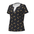 thumbnail image 3 of Wukai Christmas Deers Casual V-Neck Graphic Tees for Women: Lightweight and Breathable Summer Tops with Stylish Design-Small, 3 of 8
